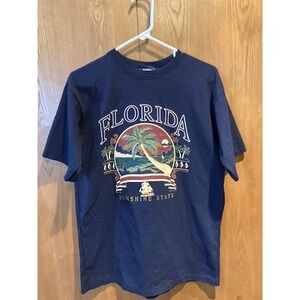 VTG Florida TShirt Sunshine State Graphic by Classic USA Navy Blue 100% Cotton M